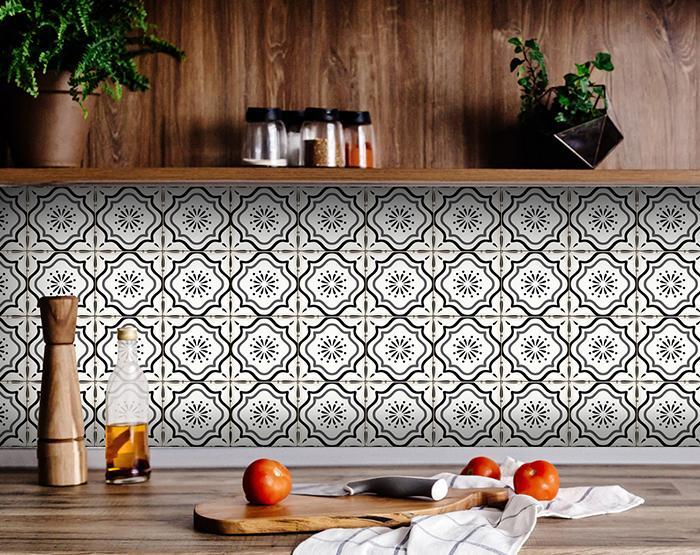 5" X 5" Black And White Mosaic Peel And Stick Removable Tiles