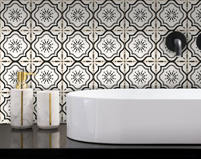 5" X 5" Black And White Mosaic Peel And Stick Removable Tiles