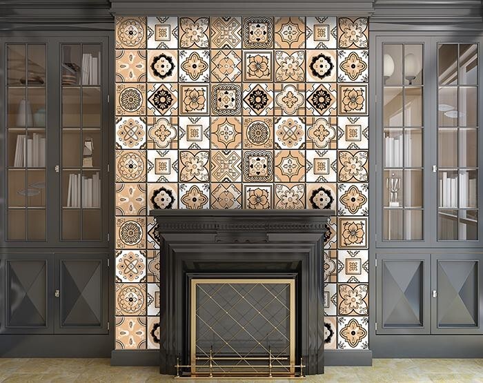 7" X 7" Shades Of Taupe Mosaic Peel And Stick Removable Tiles