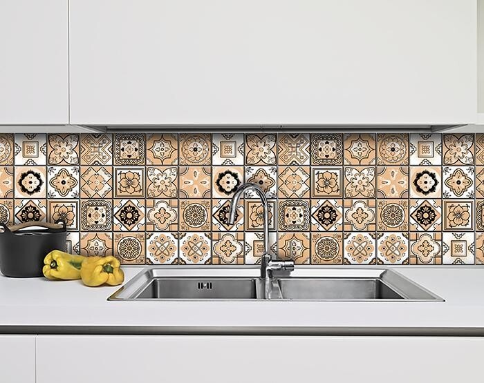 7" X 7" Shades Of Taupe Mosaic Peel And Stick Removable Tiles