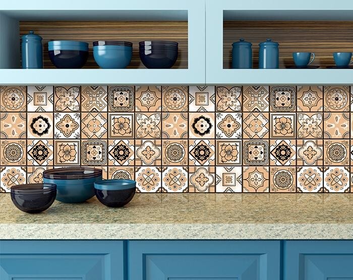 7" X 7" Shades Of Taupe Mosaic Peel And Stick Removable Tiles