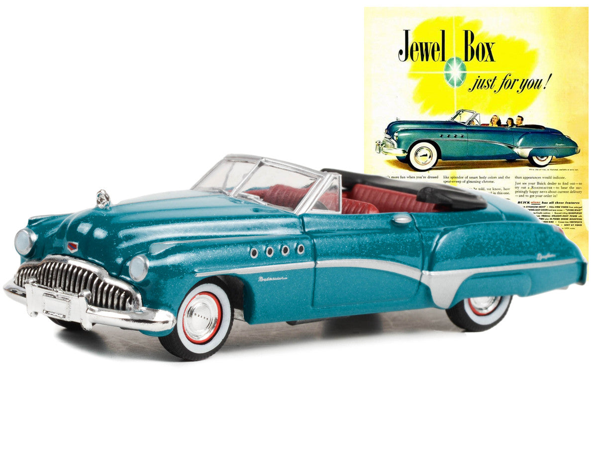 1949 Buick Roadmaster Blue Metallic with Red Interior "Jewel Box Just For You!" "Vintage Ad Cars" Series 8 1/64 Diecast Model Car by Greenlight-1