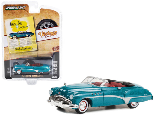 1949 Buick Roadmaster Blue Metallic with Red Interior "Jewel Box Just For You!" "Vintage Ad Cars" Series 8 1/64 Diecast Model Car by Greenlight-0