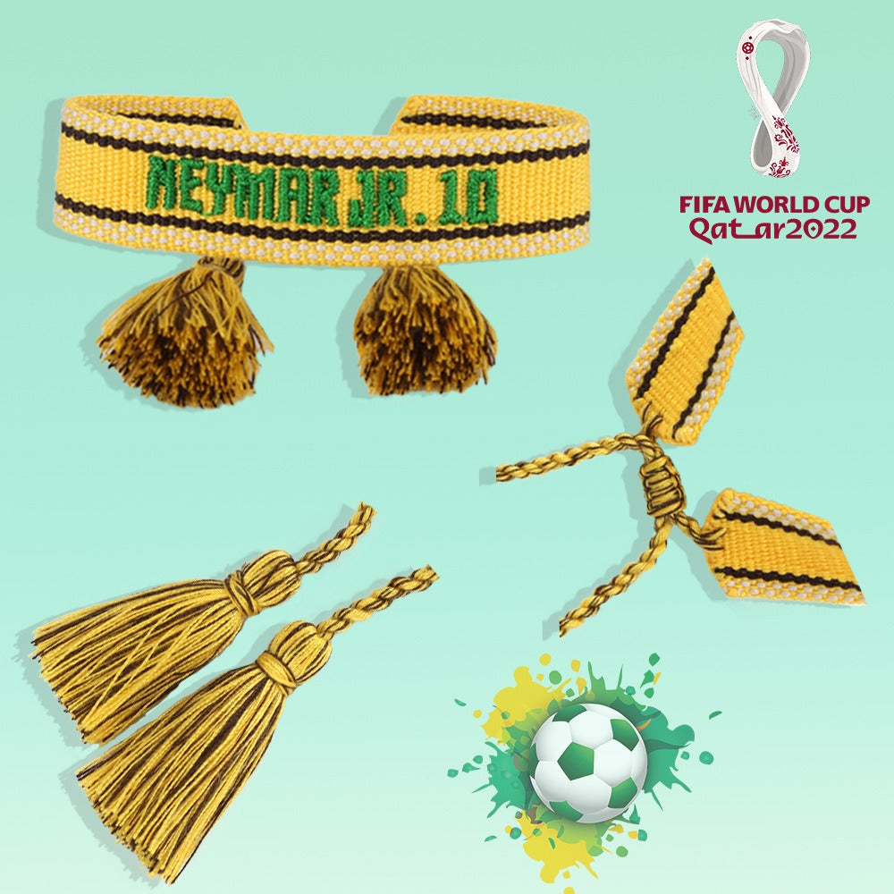 Football World Cup braided bracelet European and American star cheerleaders fans hand rope hand braided tassel bracelet