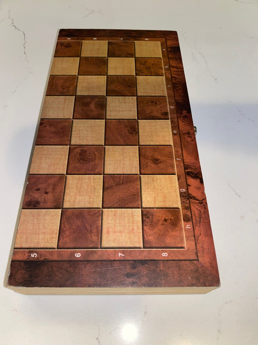 3in1 Portable Wooden Chess Set - Folding Chessboard Ideal for Travel, School, and Home (11”*11”)