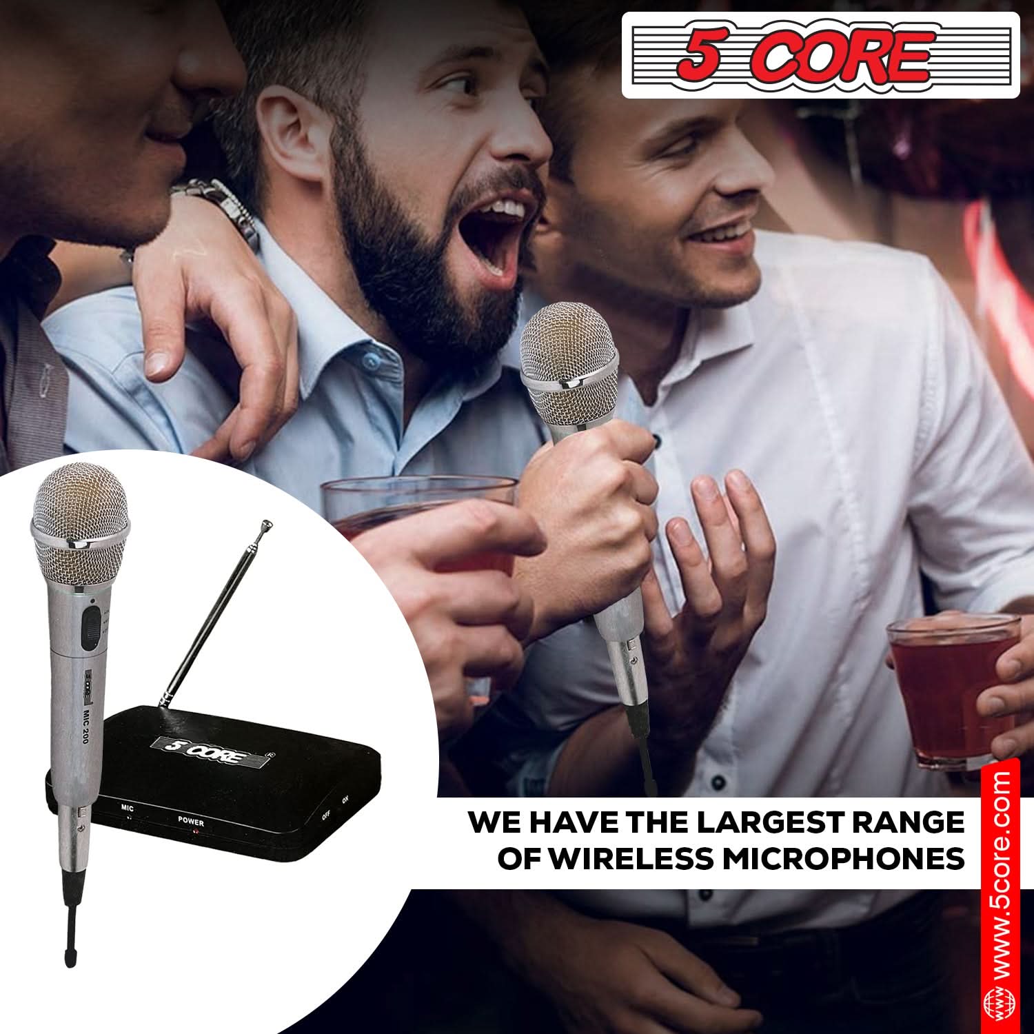 5Core Wireless Microphone Dual Function Wireless - Wired Microphone Microfono Inalambrico-2