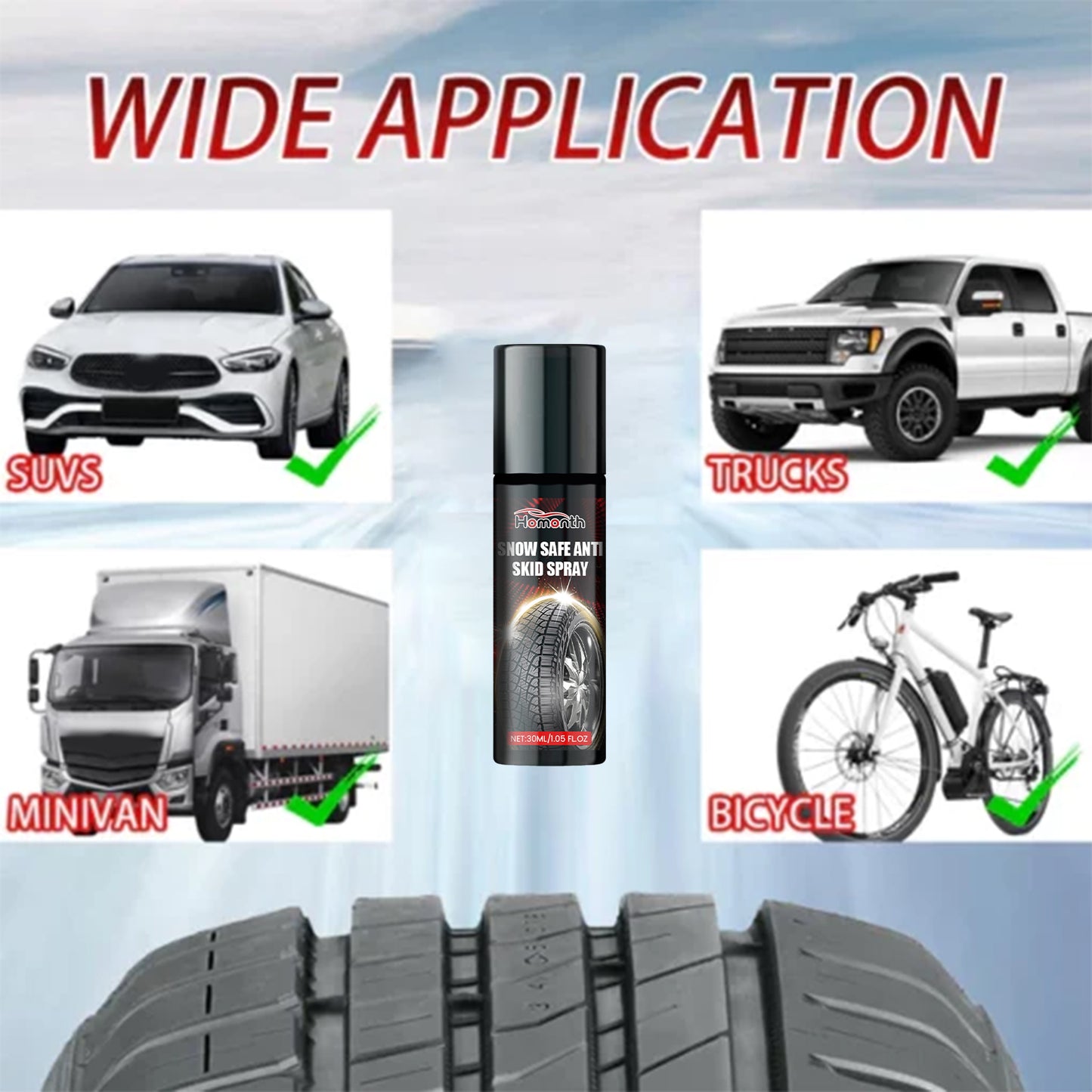Snow Safe Anti Skid Spray, Winter Snowmobile Tire Protection And Maintenance Anti-Slip Agent