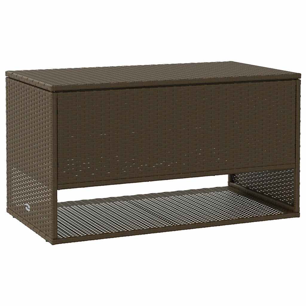 Cushion Box Brown PE Rattan, Powder-Coated Steel