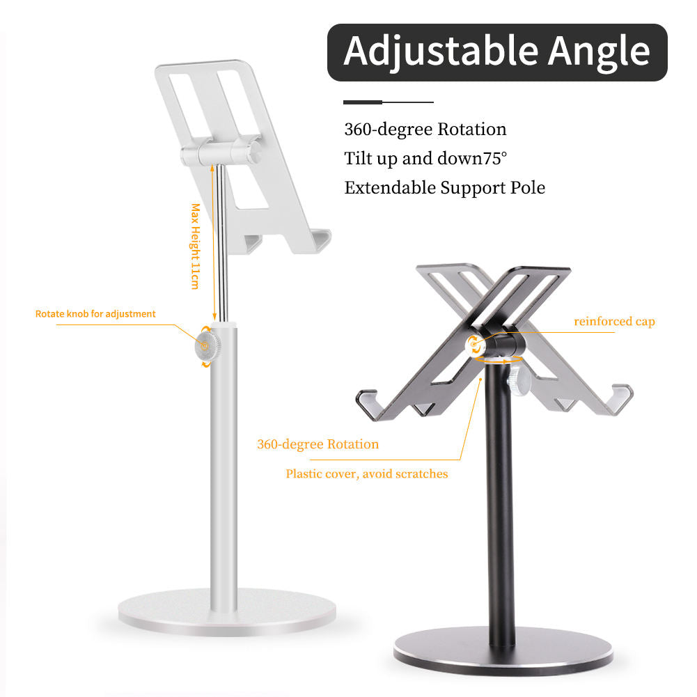 Height Angle Adjustable Desktop Tablet Stand Mobile Phone Holder Aluminum