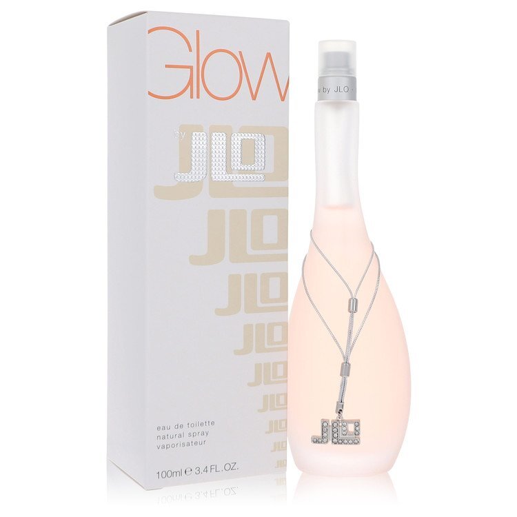 Jennifer Lopez Glow Eau De Toilette spray for women, 3.4 oz bottle with floral and citrus fragrance accents.
