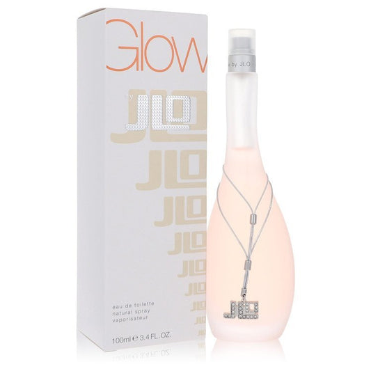 Jennifer Lopez Glow Eau De Toilette spray for women, 3.4 oz bottle with floral and citrus fragrance accents.