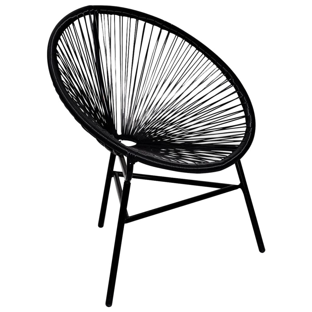 Black poly rattan patio moon chair by American Smart, outdoor seating with a modern, comfortable design.