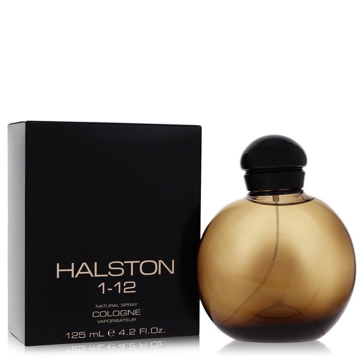 Halston 1-12 men's cologne spray 4.2 oz bottle, featuring sleek packaging and classic design.