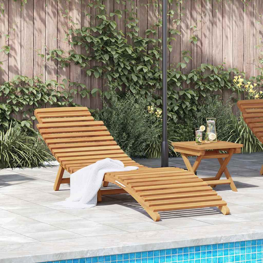 Solid teak wood sun lounger by American Smart, outdoor brown seating with a sleek, durable design for relaxing outdoors.