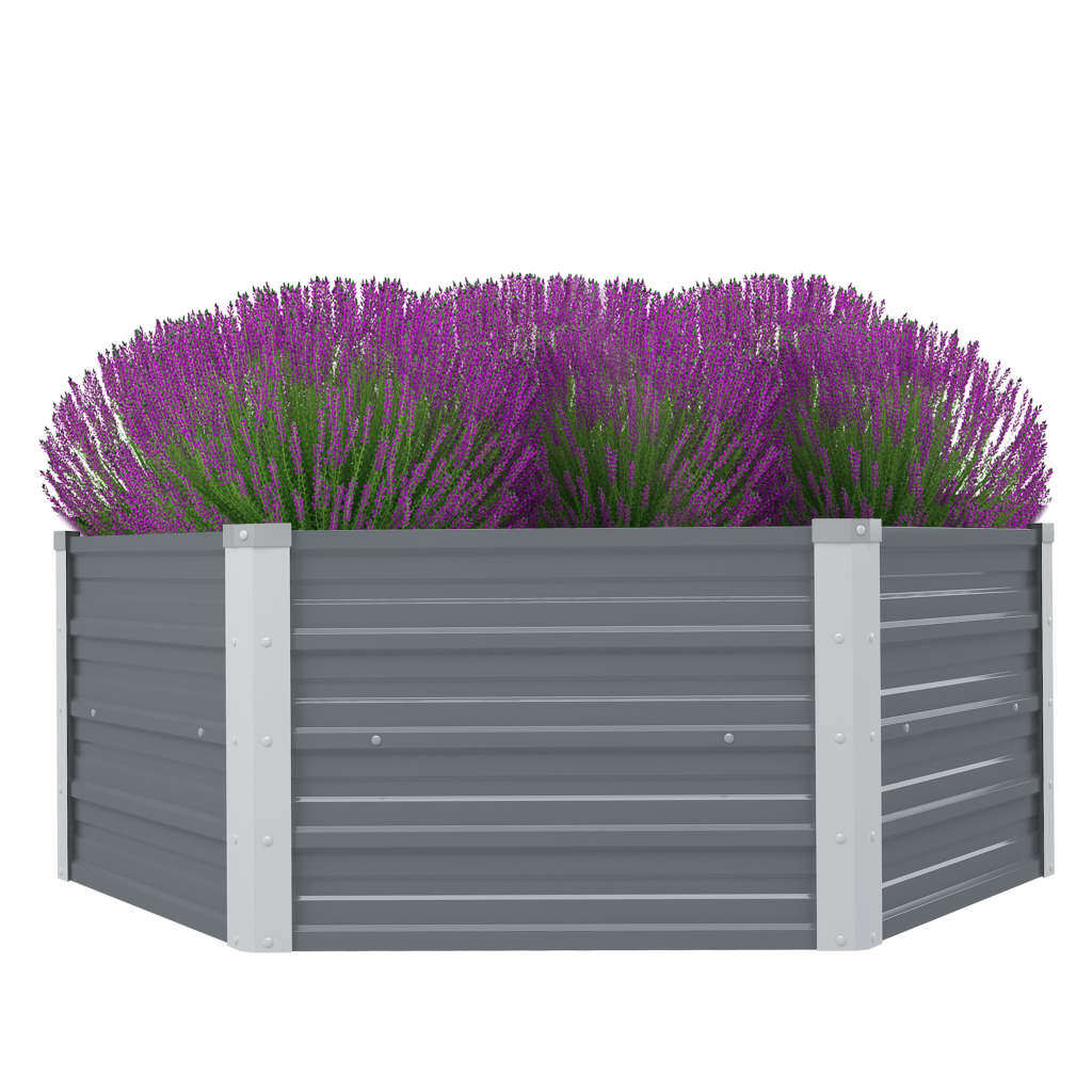 Galvanized steel gray raised garden bed measuring 50.8x50.8x18.1 inches for gardening, from American Smart.