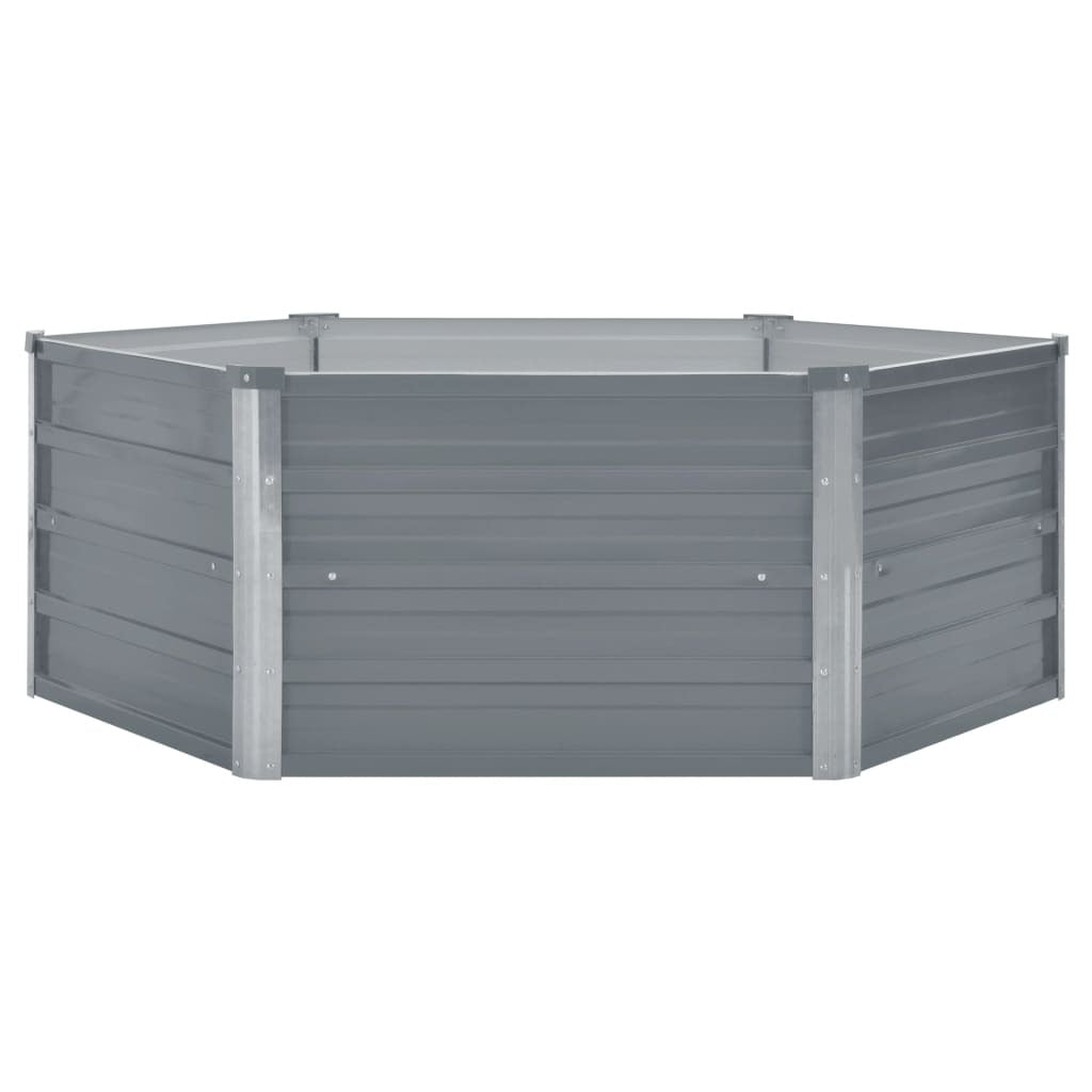 Galvanized steel gray raised garden bed by American Smart, measuring 50.8x50.8x18.1 inches, ideal for gardening.