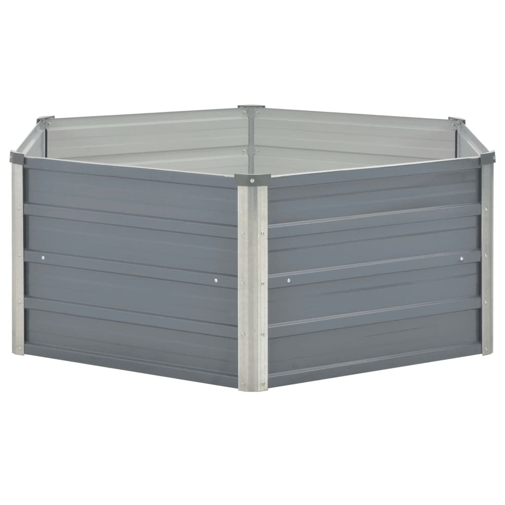 Galvanized steel gray raised garden bed measuring 50.8x50.8x18.1 inches, ideal for outdoor gardening by American Smart.