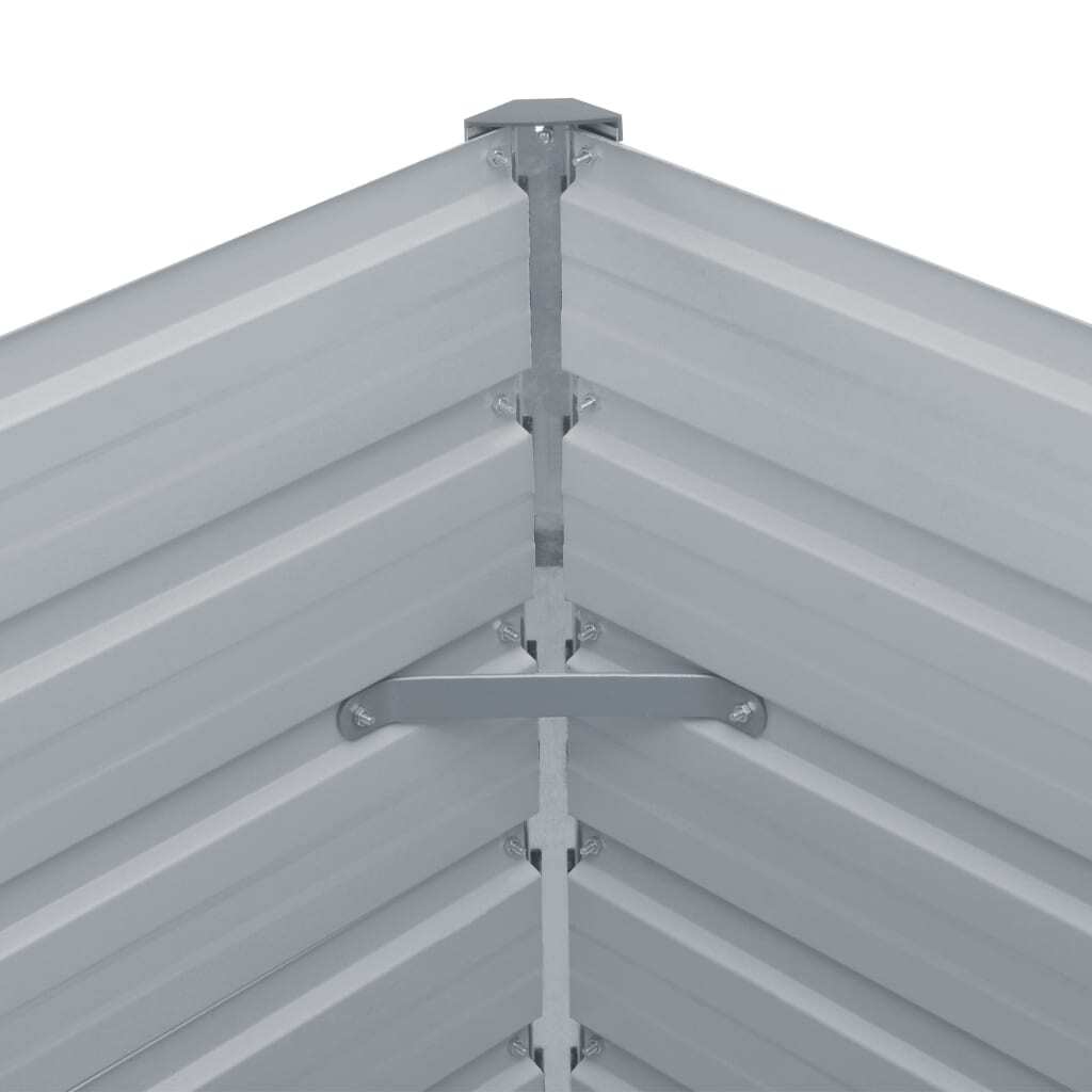 Galvanized steel raised garden bed in gray, 50.8x50.8x18.1 inches, suitable for gardening and outdoor planting.