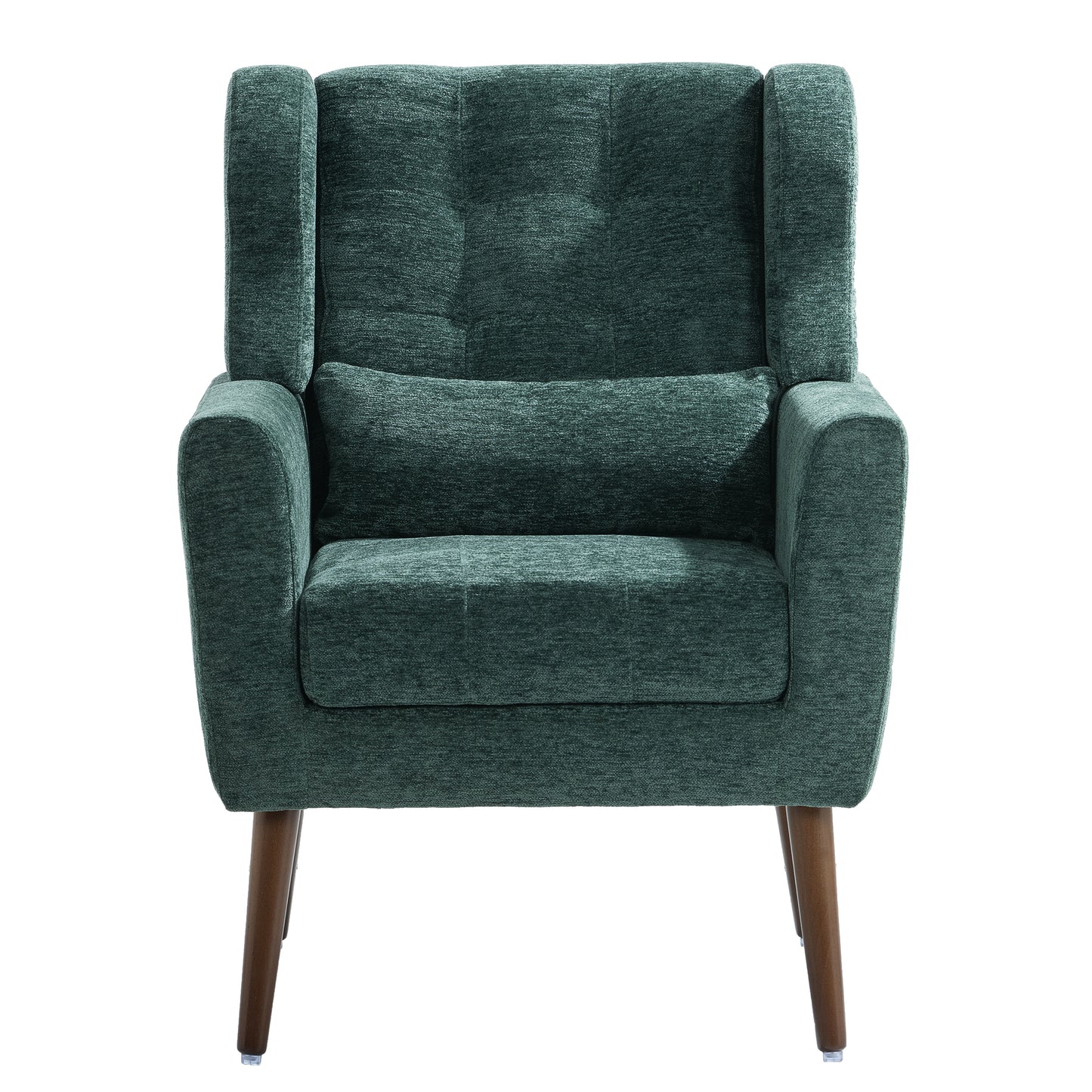 Modern Accent Chair Upholstered Foam Filled Living Room Chairs Comfy Reading Chair Mid Century Modern Chair  (Blackish Green)