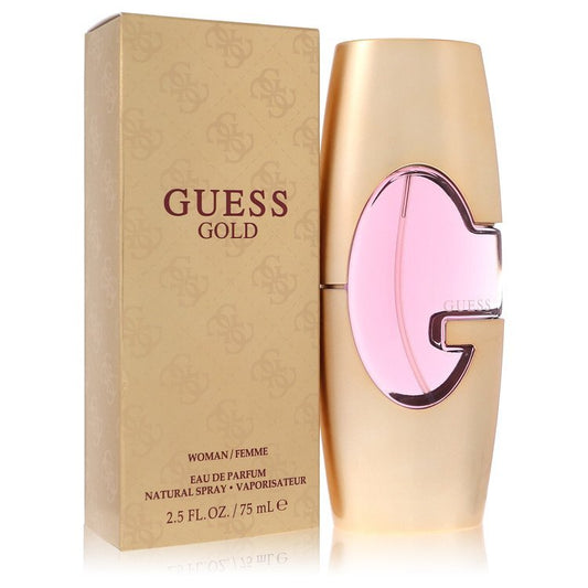 Guess Gold by Guess Eau De Parfum spray for women, 2.5 oz bottle with elegant gold accents.