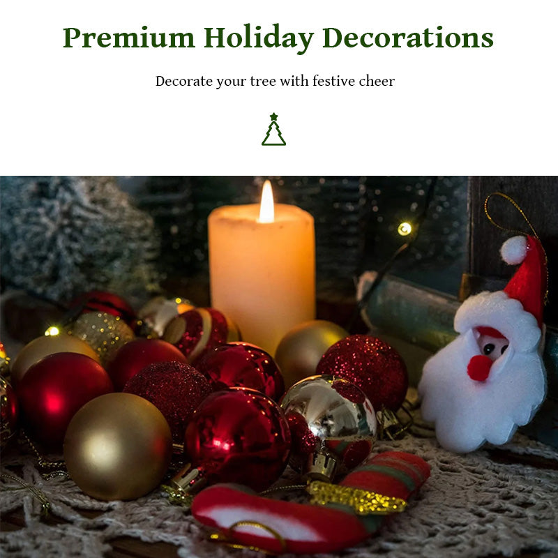50 pcs/box: 2025 Gold Red Hanging Christmas Tree Ball Ornaments, 2026 Home Holiday Decorations & New Year Gifts