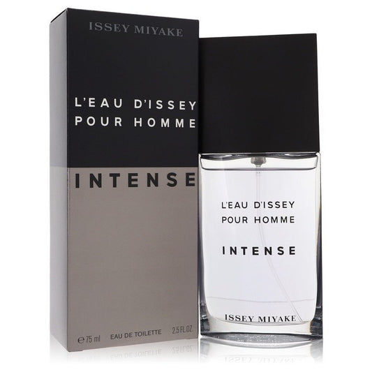 Issey Miyake L'eau D'Issey Pour Homme Intense 2.5 oz men's Eau De Toilette spray with sleek bottle design.