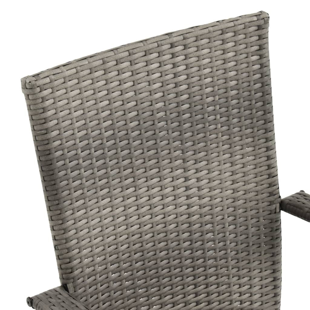 Dining Chair Set of 2 Grey Poly Rattan Standard Stackable