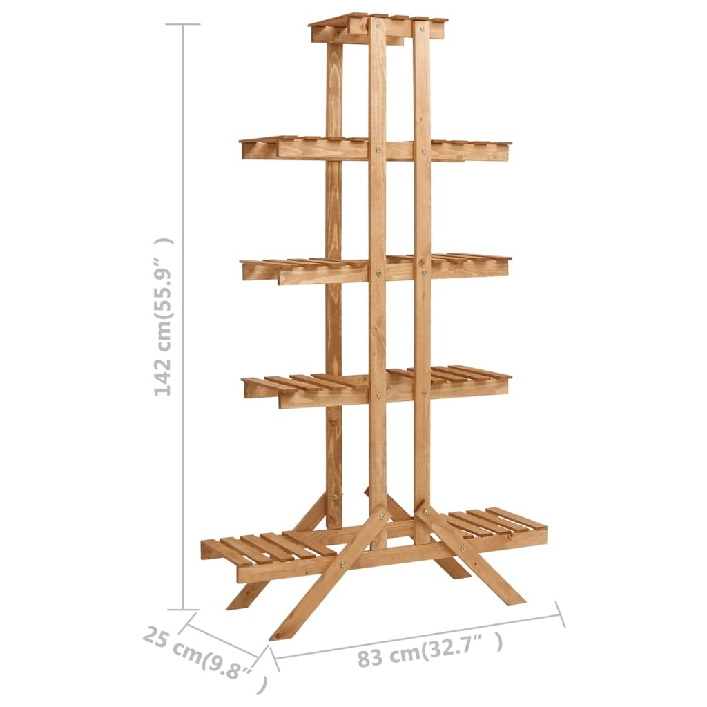 Plant Stand Natural Wood Firwood Medium Shelving Plant Stand