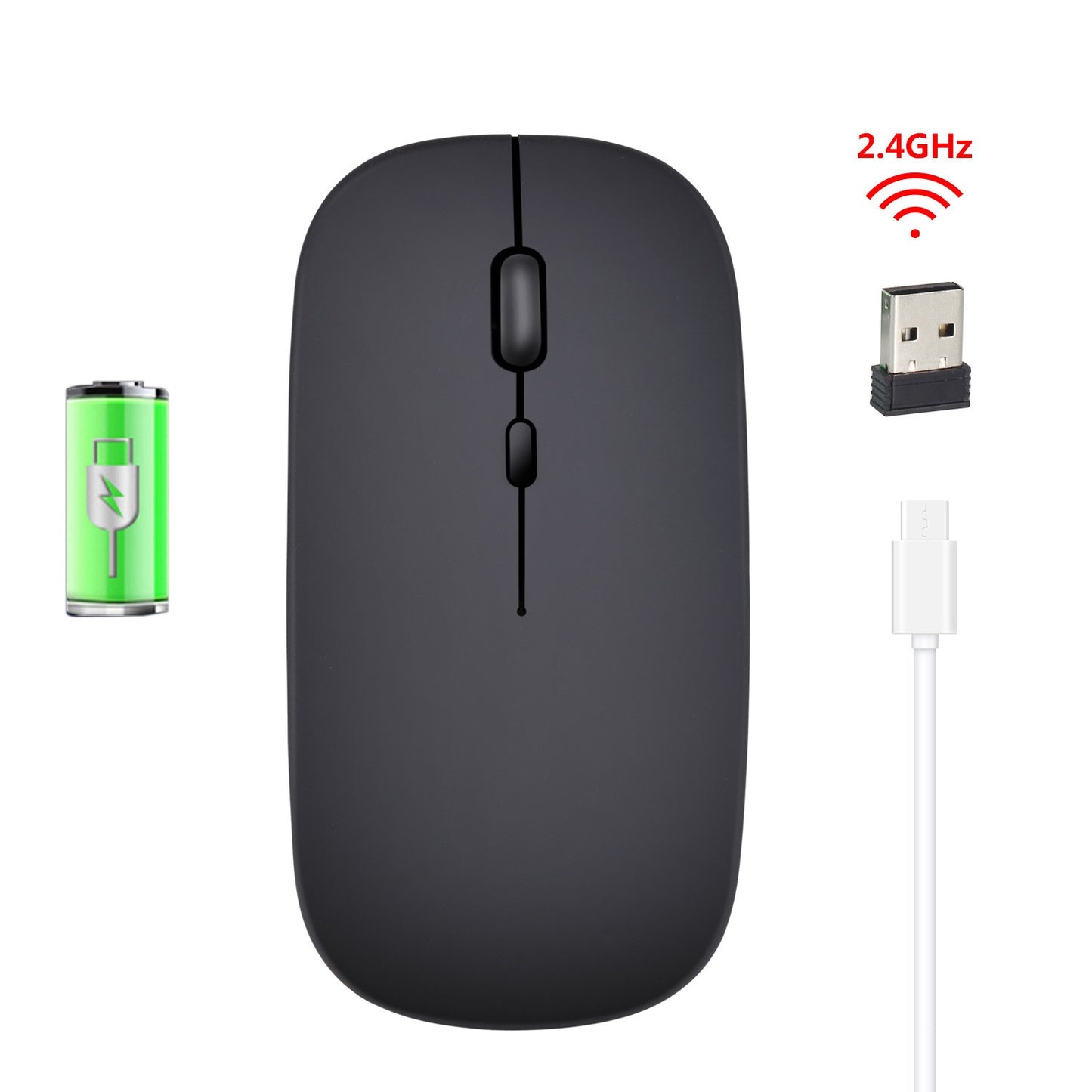 Rechargeable wireless mouse with 2.4G mute and one click return to desktop office mouse with built-in lithium battery