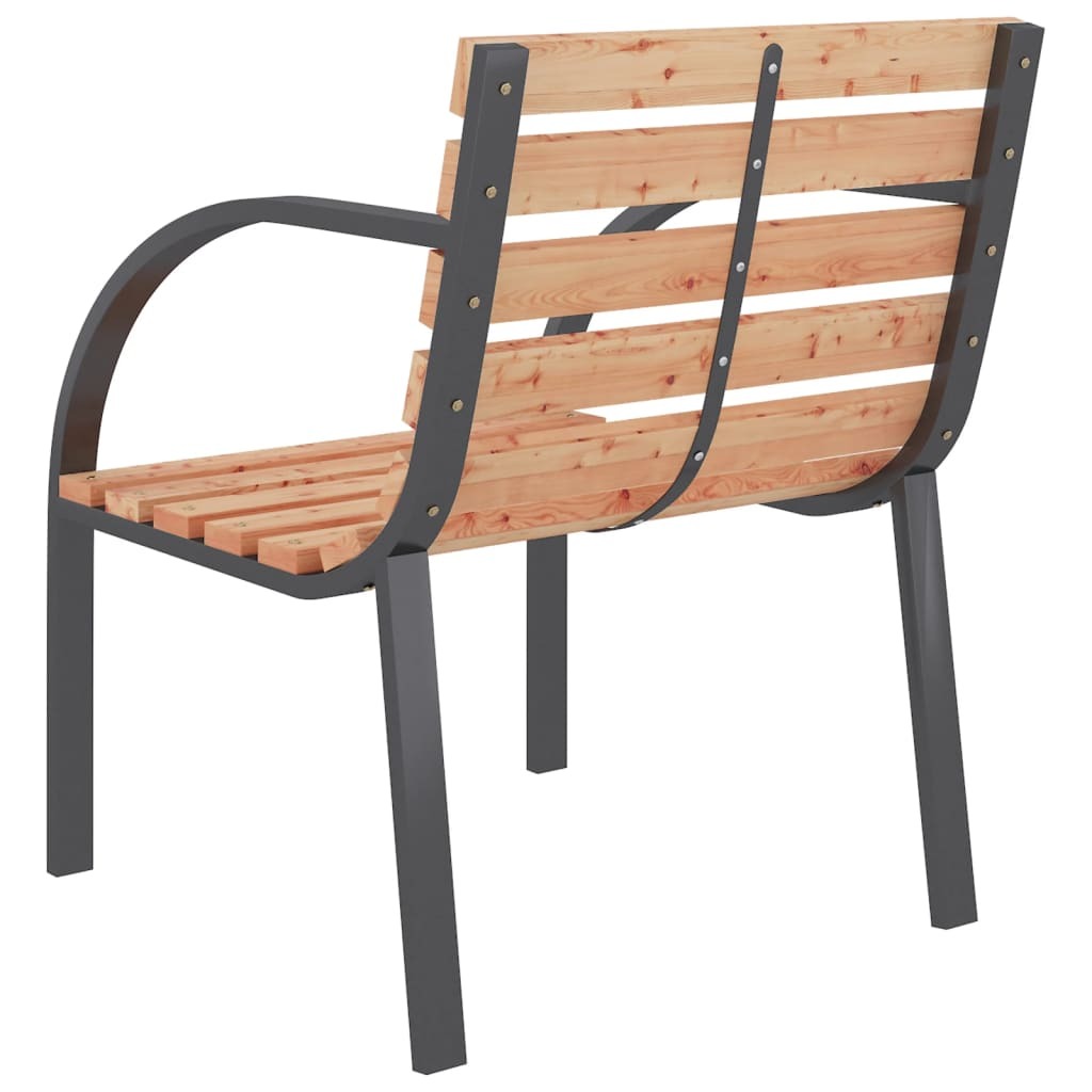 Garden Chair Set of 2 Brown Wood seat and backrest, steel frame