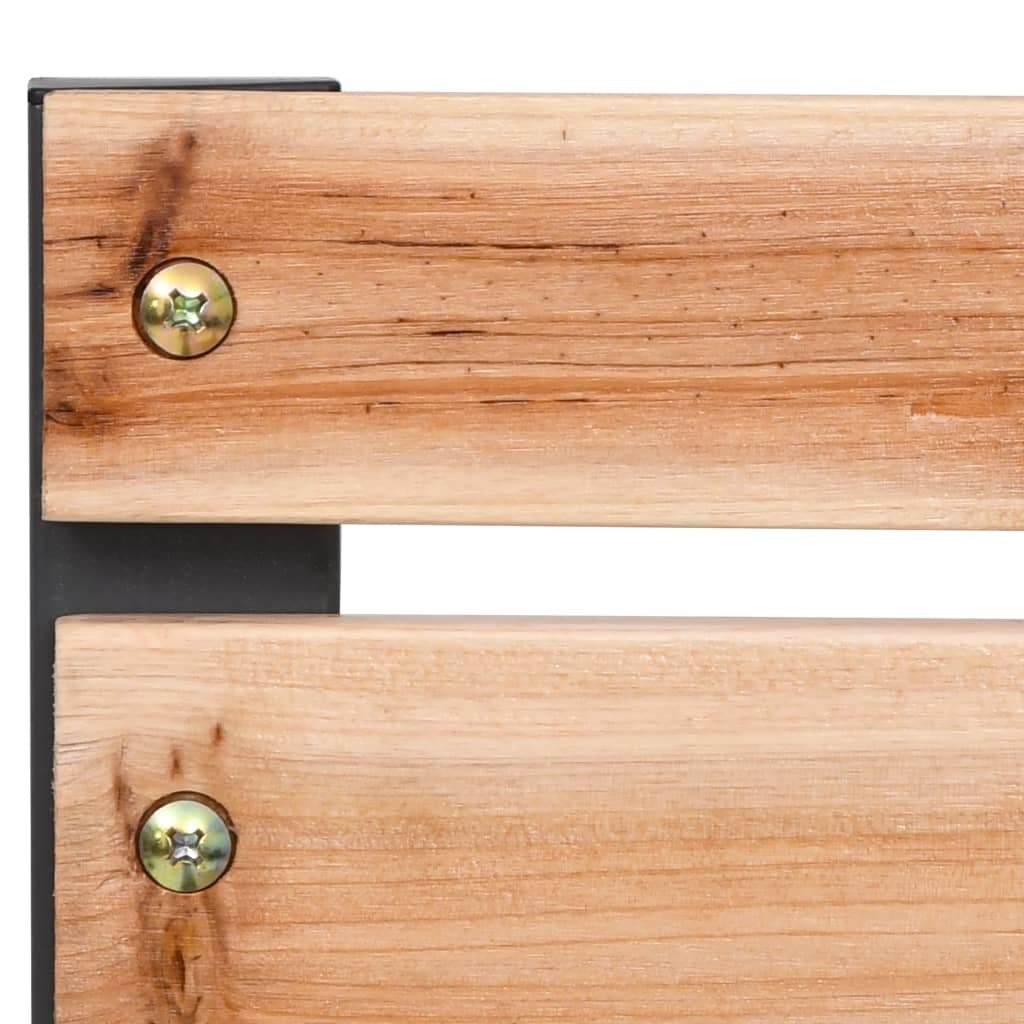 Garden Chair Set of 2 Brown Wood seat and backrest, steel frame