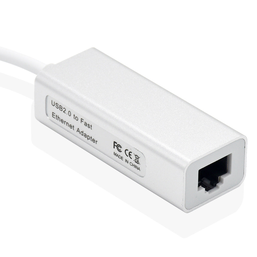 Aluminum alloy 2.0USB 100Mbps Ethernet card with no drive and cable Type-C to RJ45 Ethernet interface converter