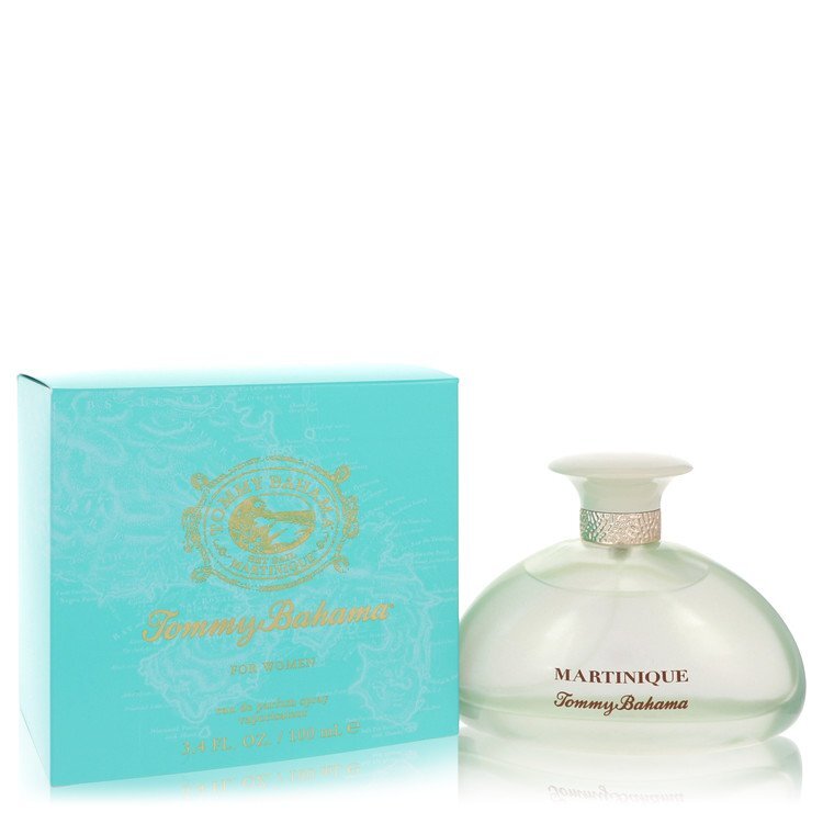 Tommy Bahama Set Sail Martinique Eau De Parfum spray for women, 3.4 oz bottle with a sleek design and floral accents