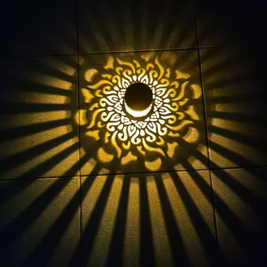Solar Mandala Sunflower Wall Light Garden Decor Landscape Wall Lamp