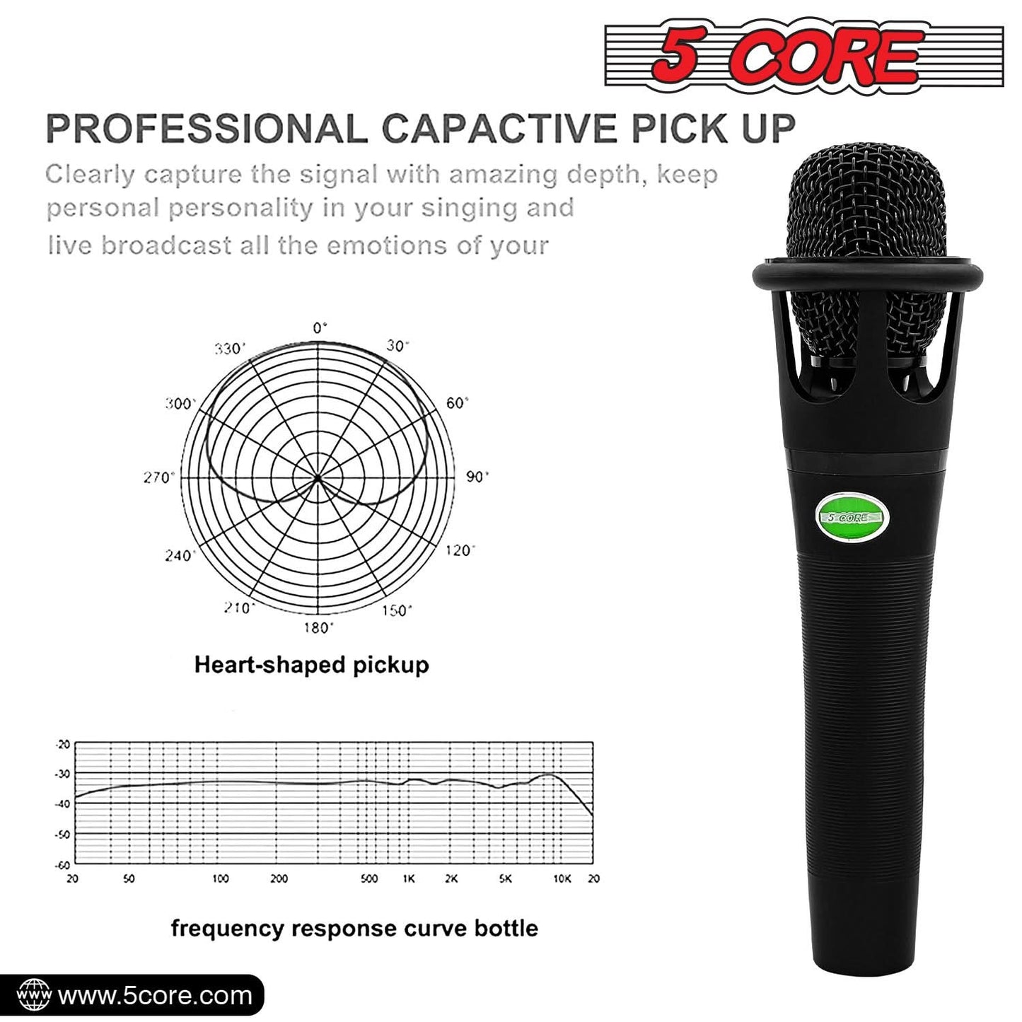 5Core XLR Microphone Dynamic Mic Karaoke Singing Studio Mics Handheld Microfono-1