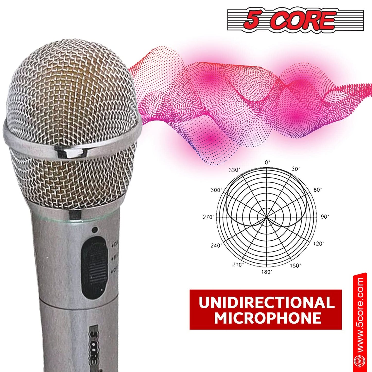 5Core Wireless Microphone Dual Function Wireless - Wired Microphone Microfono Inalambrico-3