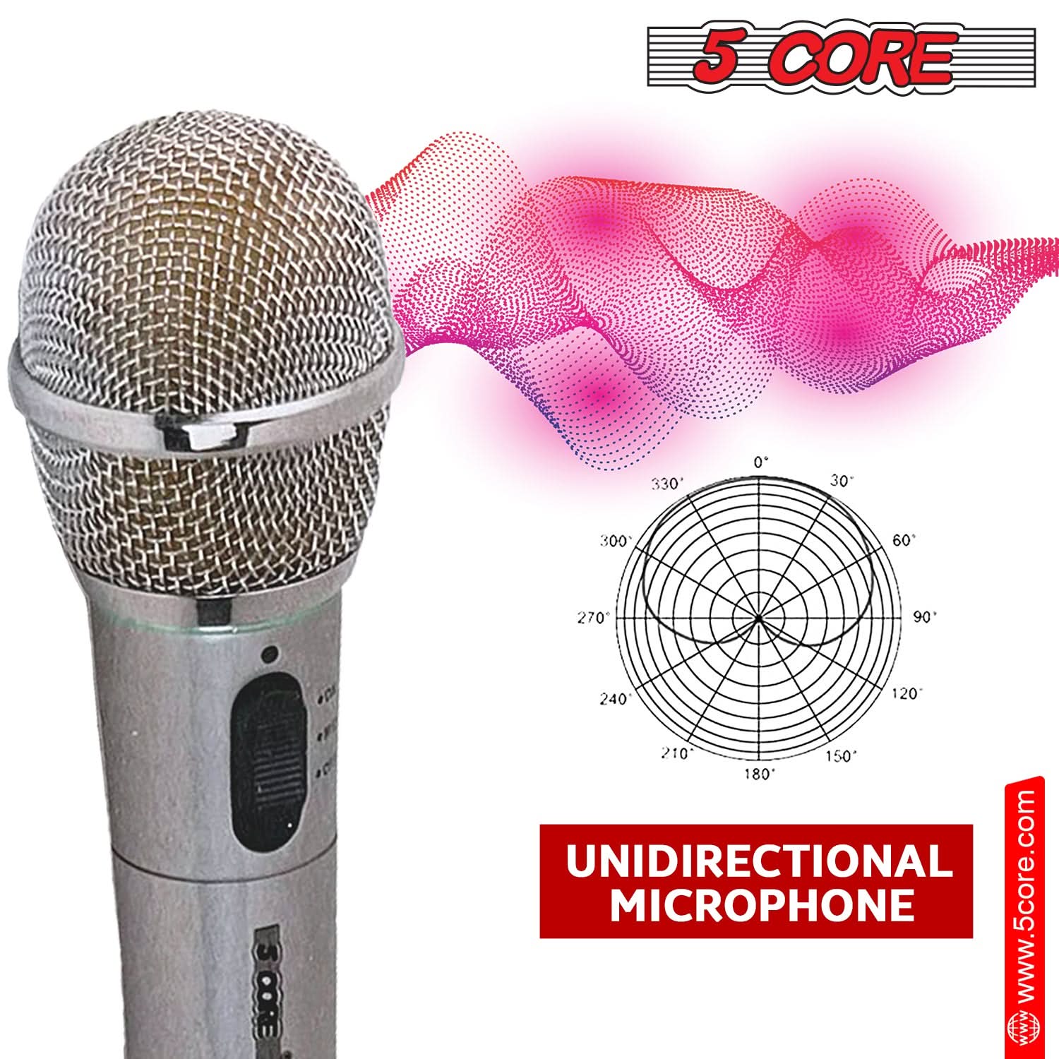 5Core Wireless Microphone Dual Function Wireless - Wired Microphone Microfono Inalambrico-3
