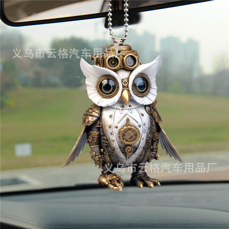 Halloween owl automobile hanging ornament by ClaudiaG Home featuring a spooky owl design for car décor.