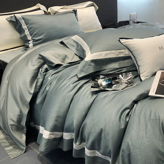 Pattern: Canaan, Dimensions: 150cm - High-end Minimalist Tencel Cotton Vintage Active Printing Home Textile Bedding Four-piece Set