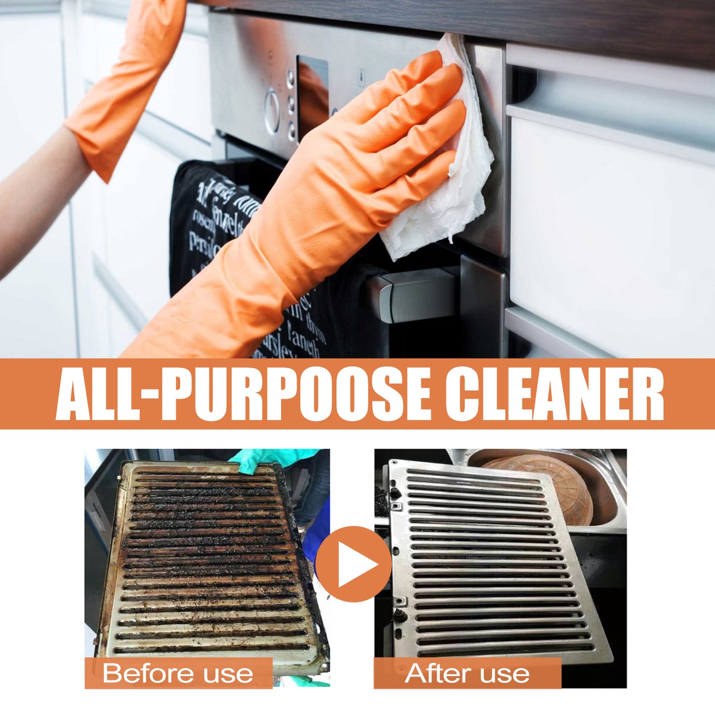 Multi-Purpose Kitchen Cleaner, Kitchen Stove Range Hood Stainless Steel Cooker Grease Cleaner