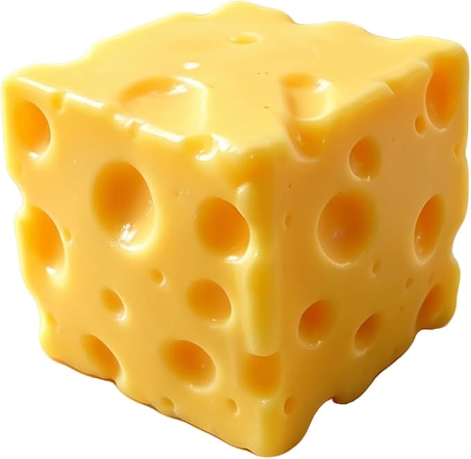 Yellow American Smart cheese squishy stress relief toy, sensory food-themed fidget ball for adults, soft and squeezable.
