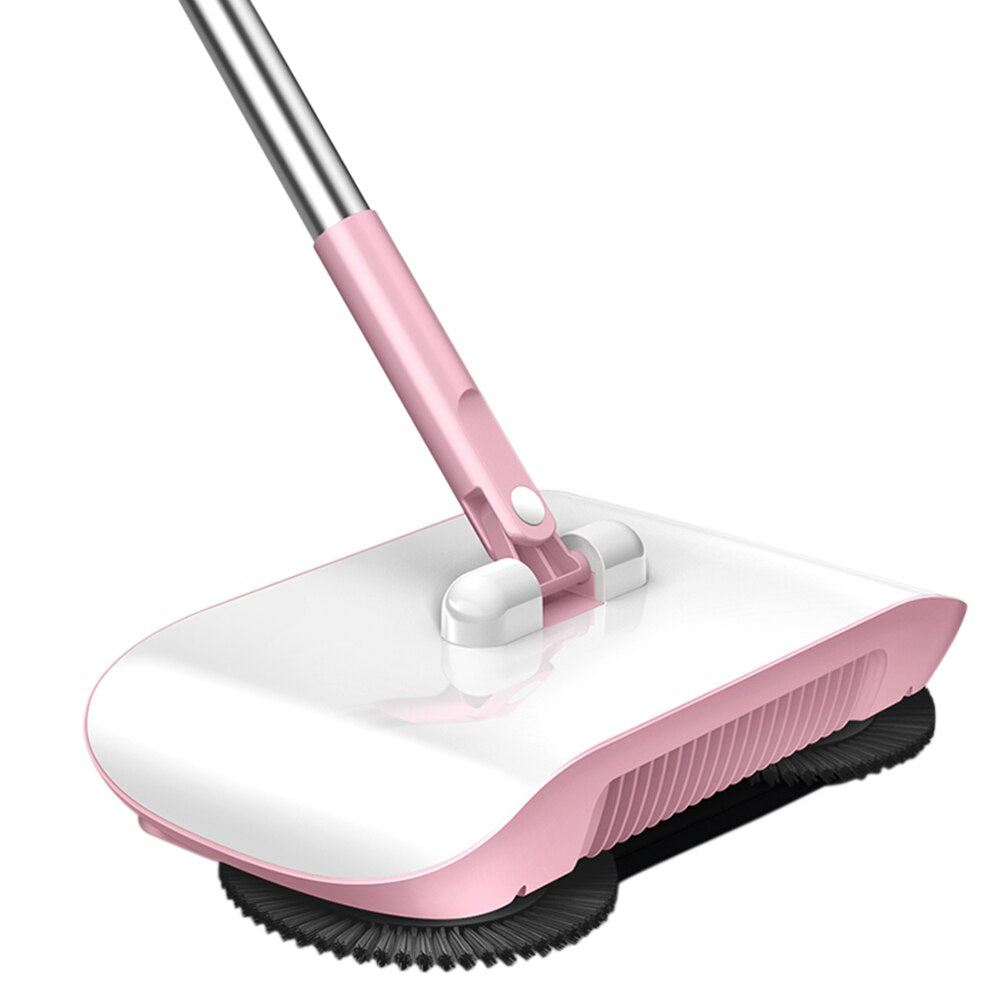 Color: Pink - Hand Push Sweeper Household Broom Dustpan Mop Floor All-in-one Machine Gift Mop Sweeper