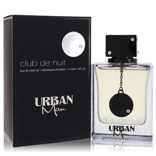 Armaf Club De Nuit Urban Man Eau De Parfum spray bottle for men, 3.4 oz, with sleek packaging and modern design.