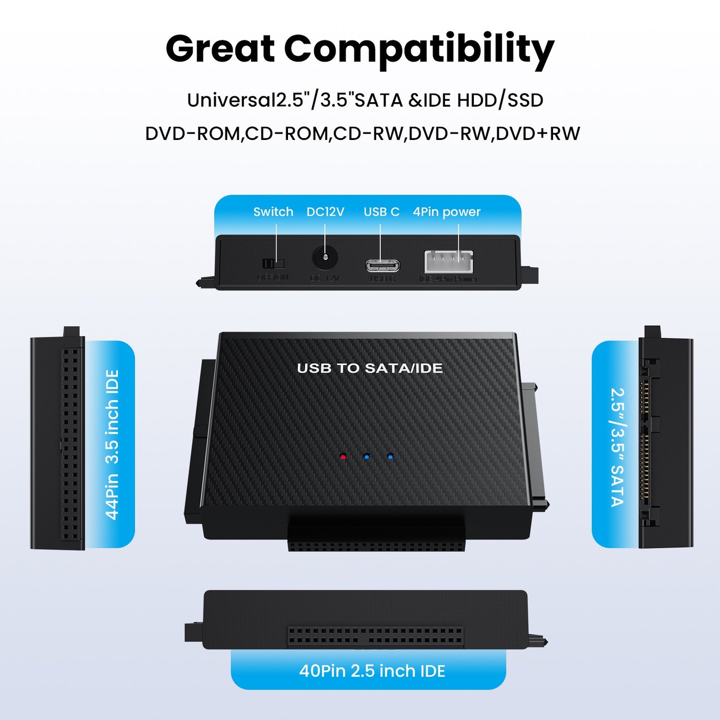 TYPE-C hard drive adapter USB3.1 to SATA IDE easy drive cable 2.5-inch 3.5-inch adapter cable