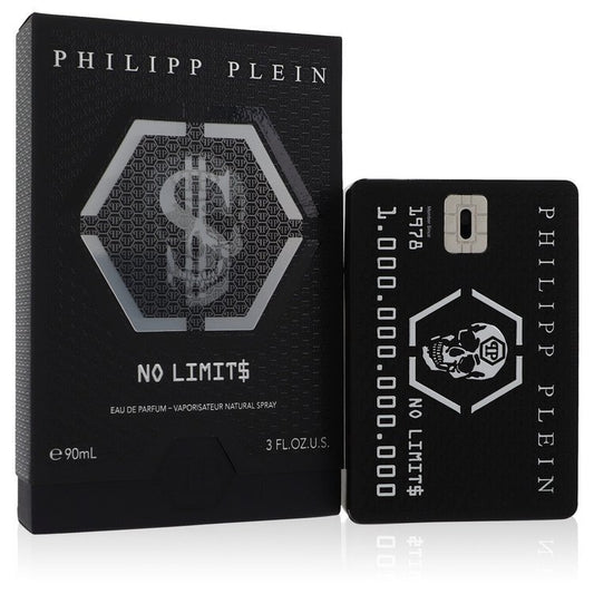 Philipp Plein No Limits Eau de Parfum spray for men, 3 oz bottle with black and metallic design, from Philipp Plein Parfums.