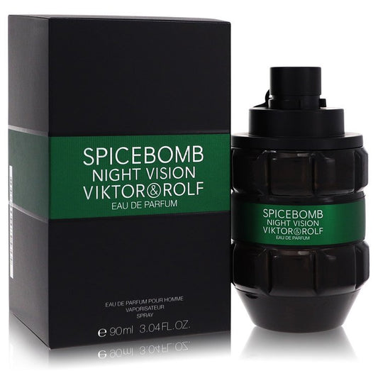 Viktor & Rolf Spicebomb Night Vision Eau De Parfum spray for men, 3 oz bottle with dark and sleek design.