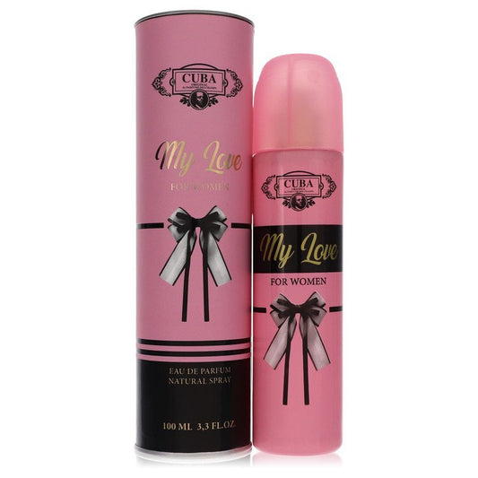 Fragluxe Cuba My Love Eau De Parfum spray for women, 3.3 oz bottle with floral and citrus notes, elegant perfume packaging