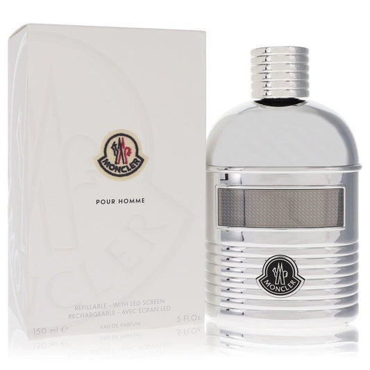 Moncler Moncler Eau De Parfum Spray for Men, 5 oz, refillable with LED screen display, shown in the image.