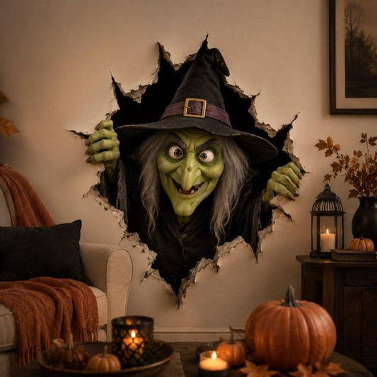 ClaudiaG Home Halloween 3D wall decals featuring spooky break-in scene, realistic Halloween-themed wall stickers for haunted decor