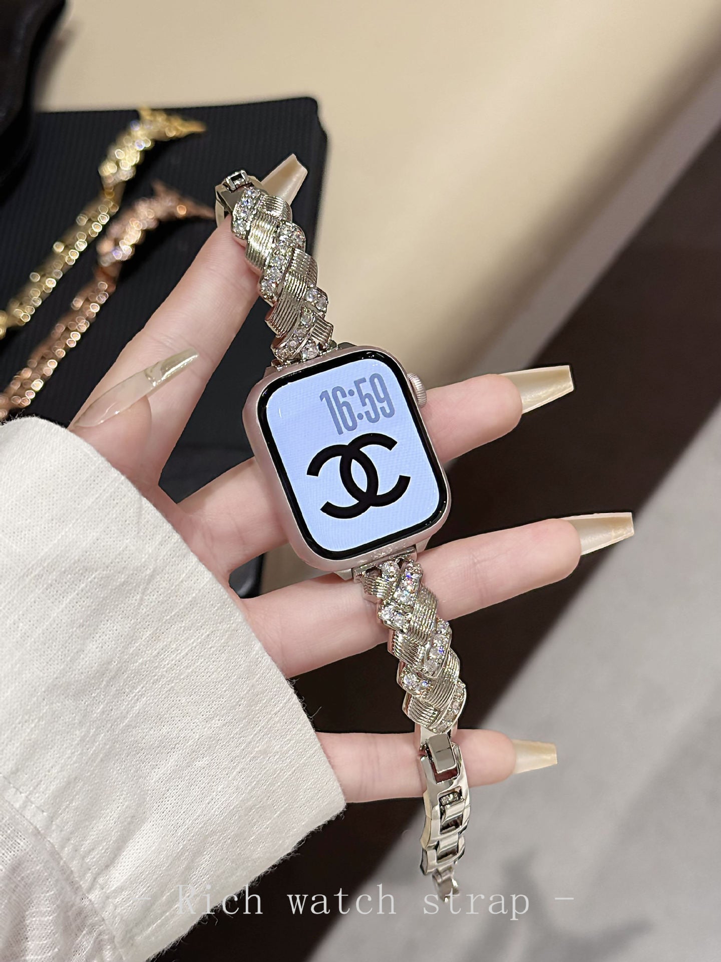 Wheat Spike Diamond-Encrusted Metal Starlight Watch Band for Apple Watch Female